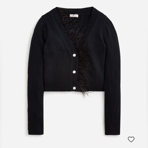 J. Crew Black Cardigan with Feather Detail